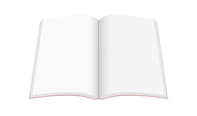 Open book with white paper pages isolated on white background, 3d illustration