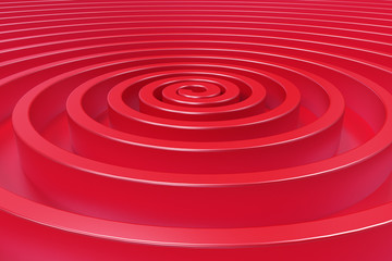 Red concentric spiral on red background