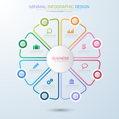 Obraz premium Infographic Elements with business icon on full color background process or steps and options workflow diagrams,vector design element eps10 illustration