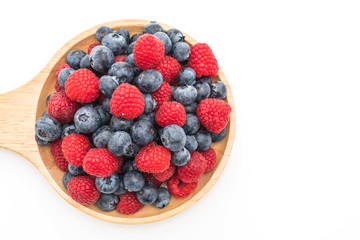 fresh blueberry and rasberry on white