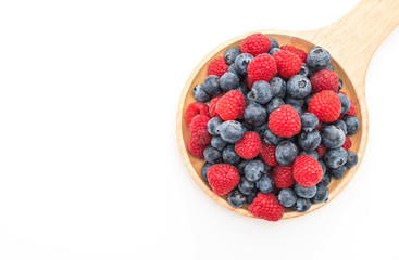 fresh blueberry and rasberry on white