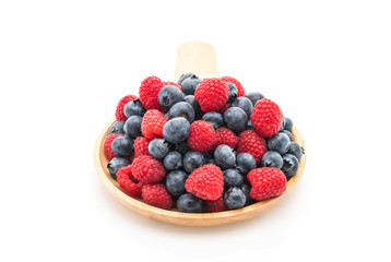 fresh blueberry and rasberry on white