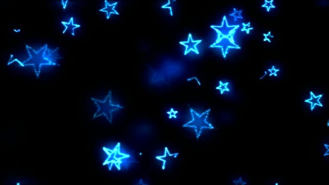 Drawing Star Shapes on Black Background Animation - Loop Blue
