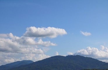 blue sky  big cloud on mountain and raincloud, art of nature beautiful with copy space