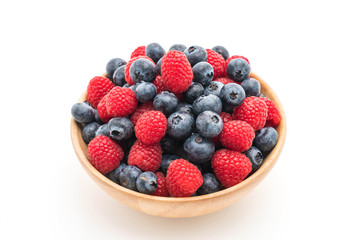 fresh blueberry and rasberry on white
