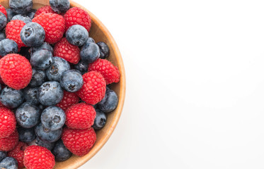 fresh blueberry and rasberry on white
