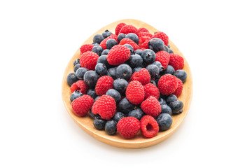 fresh blueberry and rasberry on white