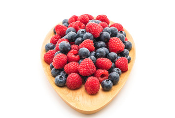 fresh blueberry and rasberry on white