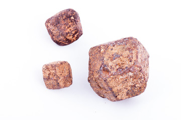 Macro stone mineral Garnet against white background