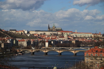 View of Castle and bridges / Praha Czech r&eacute;p. (larger 1/2 sky)