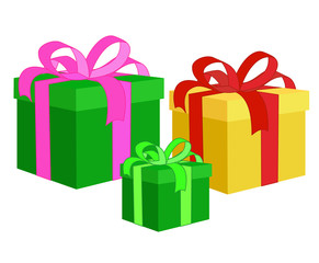 Подарок. Набор коробок. Векторная иллюстрация изолированно на белом фоне. 