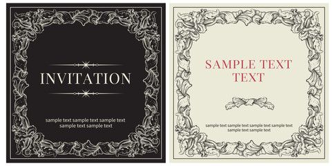 Set of templates for invitation . Vector frames with inscriptions  at retro style