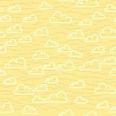 Abstract yellow cloudy sky seamless pattern. Clouds lines bright background.