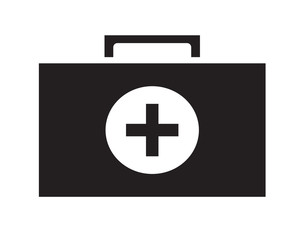 Black and White first aid kit icon vector isolated white background. Medical icons.