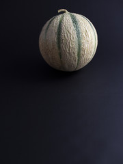 Cantaloupe melon isolated on dark background