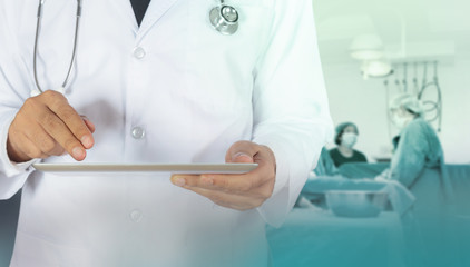 Healthcare and Medicine, Doctor using a digital tablet