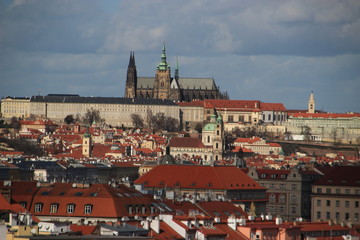 Naklejka na ściany i meble Depth field view of castle and roofs / Praha Czech rep. (very closer)