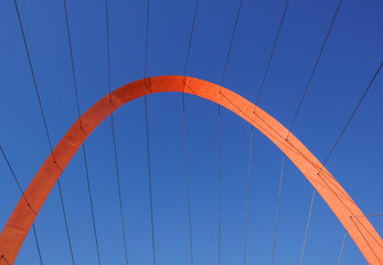 Cables and tower of the suspension bridge