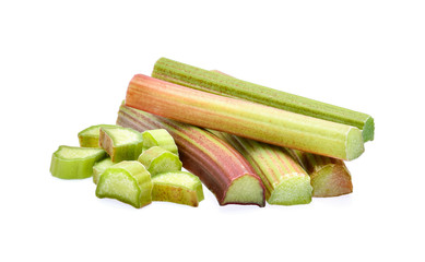 Rhubarb stem isolated on white background