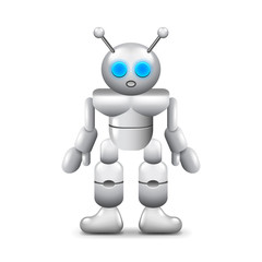 Robot with two antennas isolated on white vector