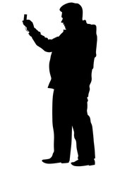 Man with a camera on white background