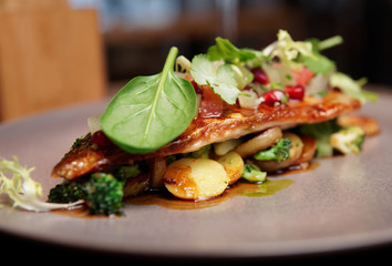 Fish fillet with vegetables and potatoes
