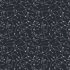 Vector seamless pattern with constellation on black background © Pixcellence