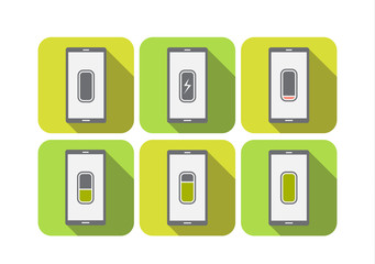 Smart Phone Battery Level Icon green tone Vector illustration