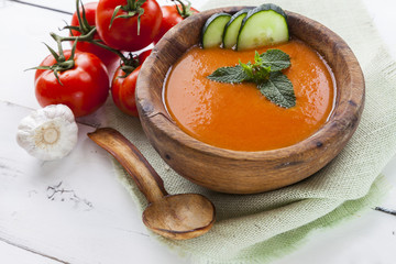 Spanish Gazpacho, cold and refreshing tomato soup