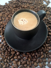 Espresso Cup and Coffee Beans