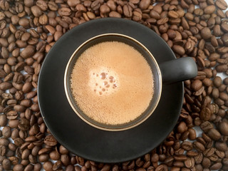 Espresso Cup and Coffee Beans