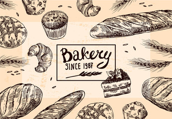 Hand drawn vector illustration bakery.