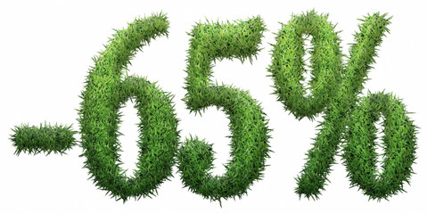 -65% sign, made of grass.