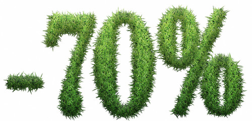 -70% sign, made of grass.