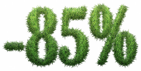 -85% sign, made of grass.