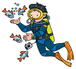 Funny oceanographer or diver