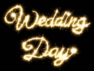 Wedding Day lettering made of sparkler
