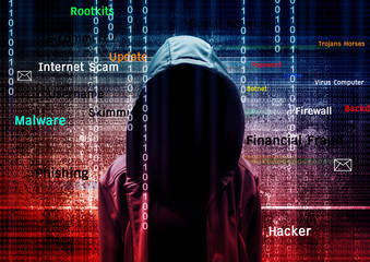 Computer hacker or Cyber attack concept background  - obrazy, fototapety, plakaty
