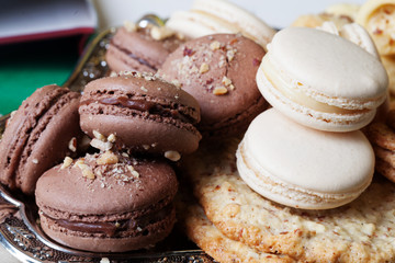 macaroon cake natural, closeup almond chocolate