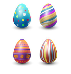 Easter eggs painted with spring pattern vector illustration.