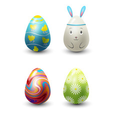 Easter eggs painted with spring pattern vector illustration.