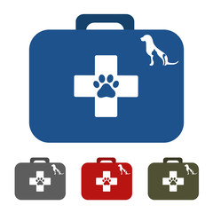 Suitcase of veterinary care on white background