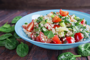 Fresh vegetable salad on the table.