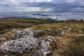 Rain storm over the mountain