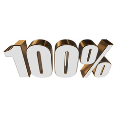 100 percent on white background. 3d render illustration.