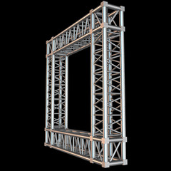 Steel truss girder frame or window element. 3d render on black