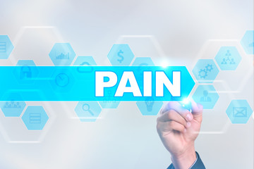 Medical doctor drawing pain on the virtual screen.