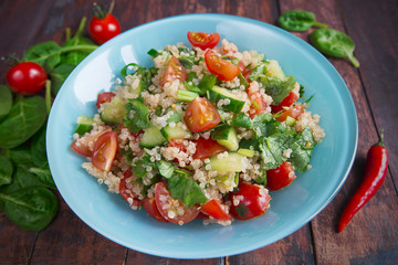 Fresh vegetable salad on the table.