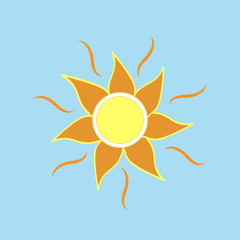 The sun sign on blue background
