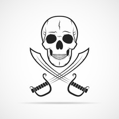 Skull and two swords. Vector illustration